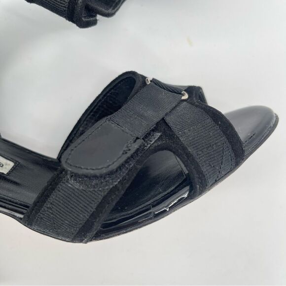 Manolo Blahnik Black Suede Slingback Sandals 7.5 Neiman Marcus Exclusive - Picture 10 of 17